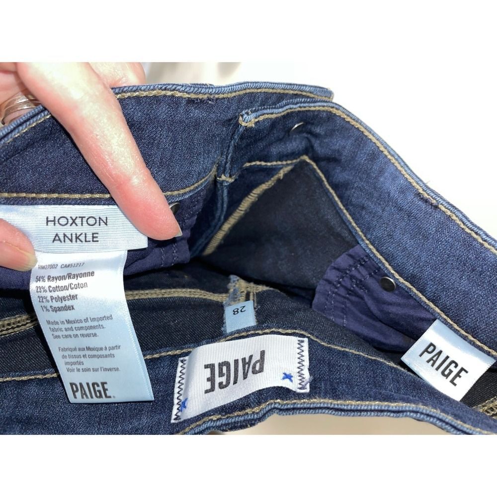 PAIGE mid Rise Skinny Hoxton Ankle Jeans W/28 Blue Hartmann Dark Wash - Picture 6 of 16